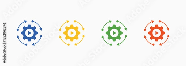 Obraz Automation Icon Set Color Multiple Style Collection Element For Design