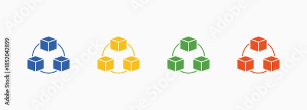 Obraz Blockchain Icon Set Color Multiple Style Collection Element For Design