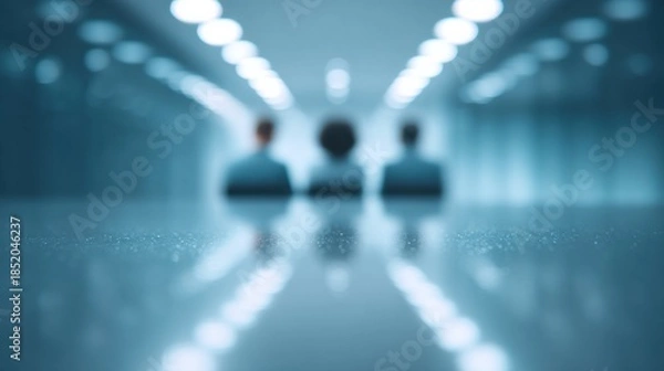Fototapeta A blurry image of three people sitting at a table