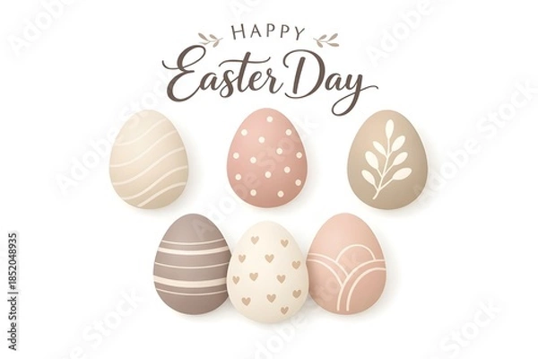 Obraz Minimalist Easter Eggs with Subtle Textures Vector Illustration on White Background