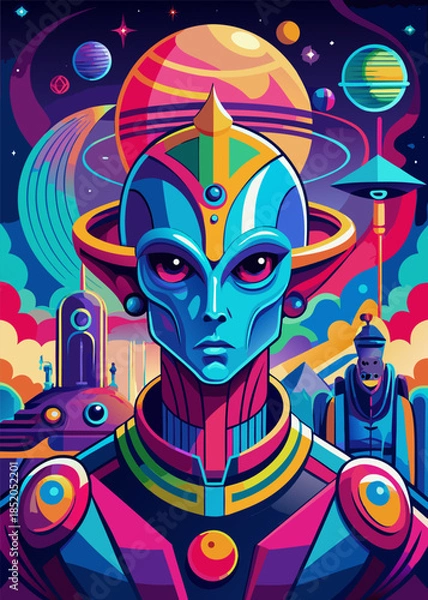Fototapeta Extraterrestrial Beings Vector Illustration Sci-Fi Design