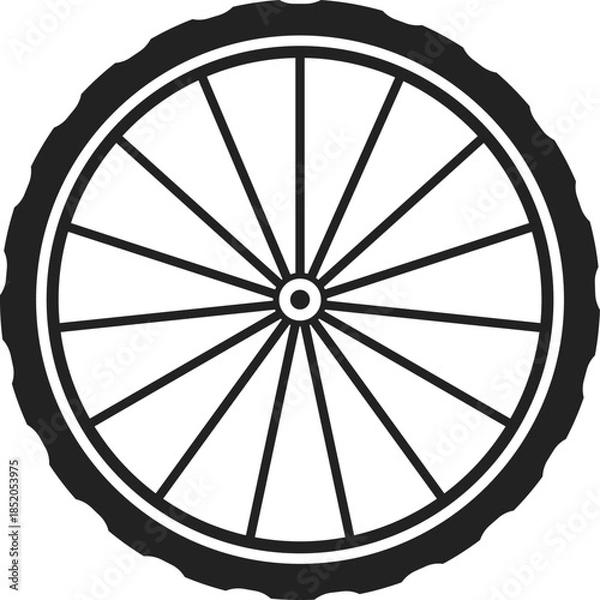 Obraz Bicycle Wheel Icon. Cycling Components and Bike Repair Vector Symbols. Spoke, Rim, and Tire Maintenance Icons collection