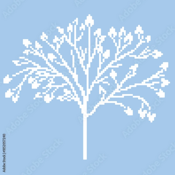 Obraz Decorative winter pixel tree on a blue background