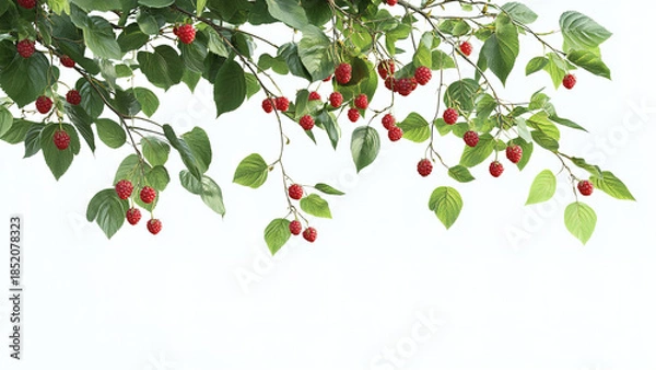 Obraz raspberry fruit plant tree isolated on white background