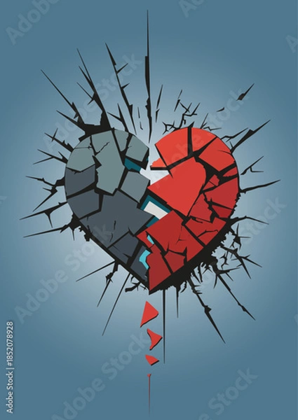 Fototapeta Broken divided heart