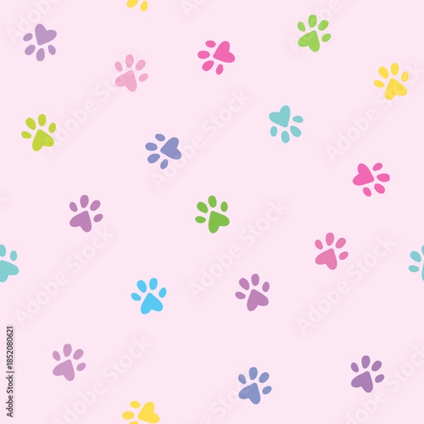 Obraz Cute little pet paws seamless pattern background