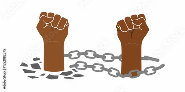 Obraz Raised fists breaking chains a symbol of freedom and resistance