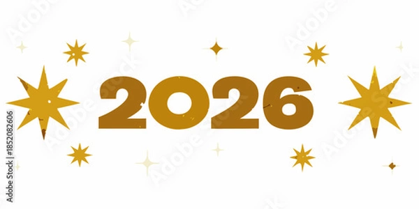 Obraz Golden new year celebration with sparkling stars and the year 2026