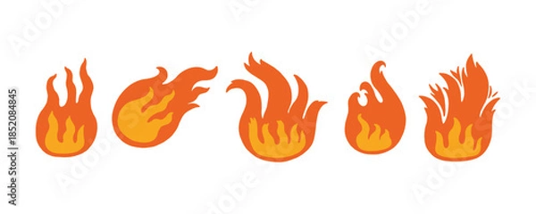 Fototapeta Fire Flame Hot Icon. Doodle Steam Smoke Logo. Vector Illustration