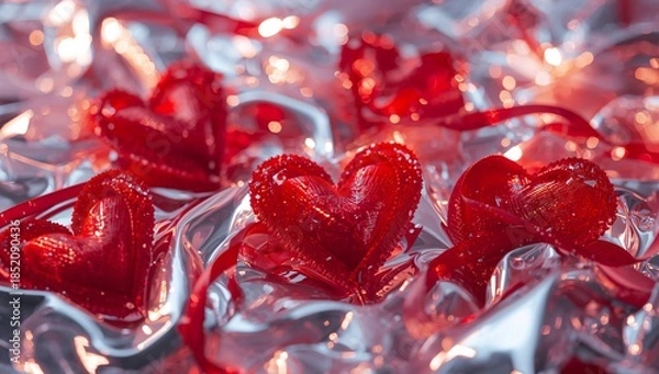 Obraz Gift Box With Ribbon and Rose Surrounded by Pink Petals on a Table Setting