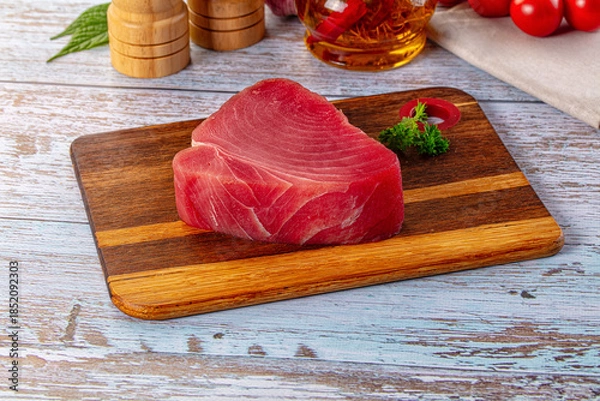 Obraz Raw fresh tuna fillet cut