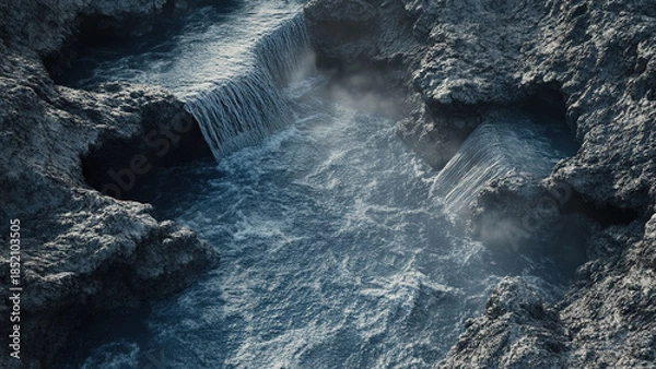 Obraz Water wave foam texture background with rocks 