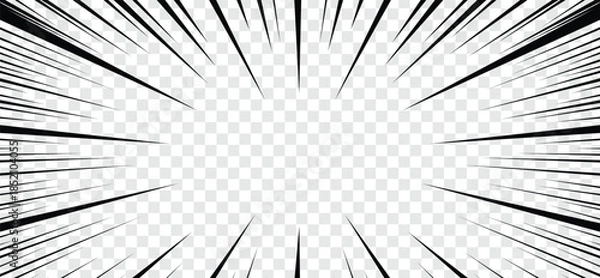 Obraz Dynamic comic book speed lines effect with transparent background for motion graphics