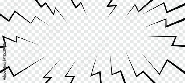 Obraz Dynamic comic book style radial speed or explosion effect frame on transparent background