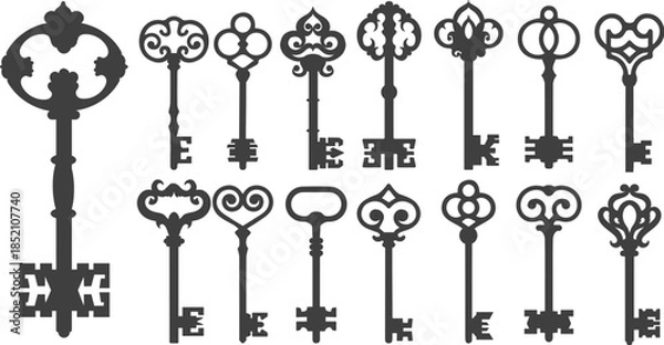 Obraz Medieval keys silhouettes