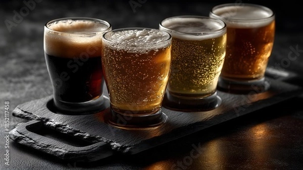 Obraz Beer flight display clean slate drinks