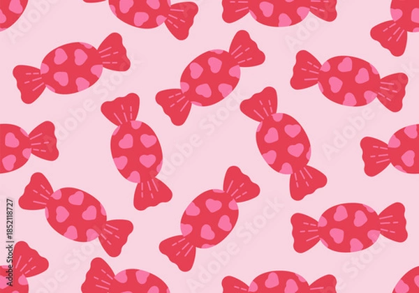 Obraz Wrapped candies background. Vector seamless pattern with candies sweets