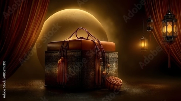 Obraz Dark lunar mooncake display mockup