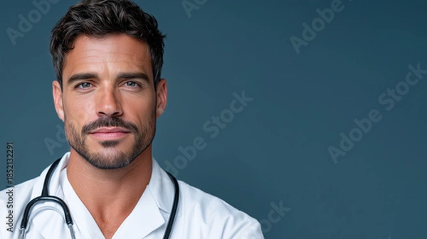 Fototapeta Male Doctor with Smart Stethoscope, Modern Healthcare Innovation Portrait