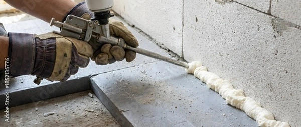 Obraz Insulating water pipe with spray foam technique 