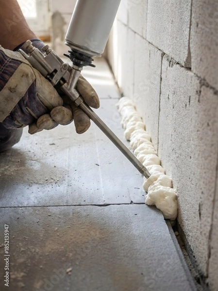 Obraz Insulating water pipe with spray foam technique 