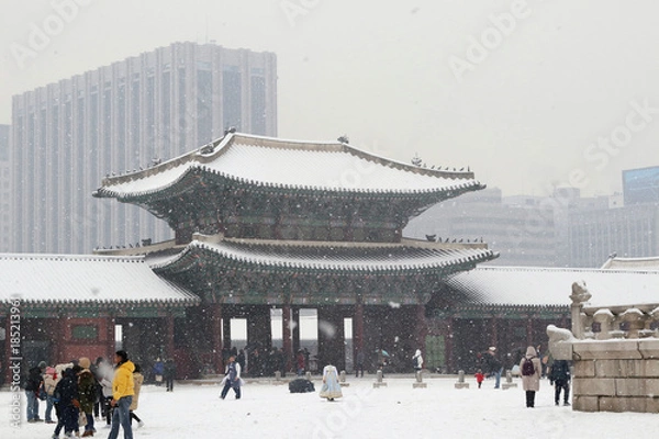 Obraz 눈오는 날 광화문