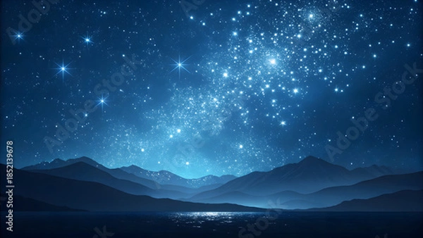 Obraz Blue Winter Night Background with Falling Snow