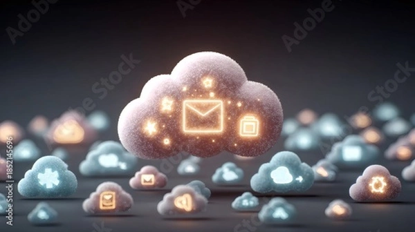 Obraz Cloud computing data storage and network services concept