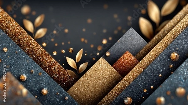 Obraz Gold glitter geometric shapes creating luxurious background