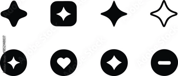 Obraz Sparkle & Symbol Icon Set – Minimalist UI Elements for Navigation and Expression