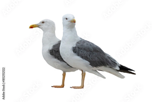 Obraz two Larus cachinnans isolated on white background