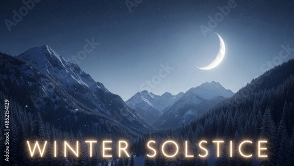 Obraz Winter Solstice Moonlight Over Snowy Mountains