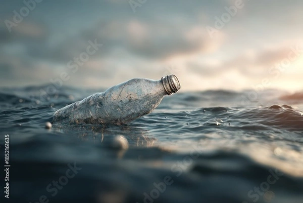 Obraz Discarded trash plastic bottle on waves