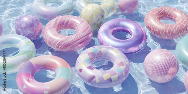 Obraz Pastel Geometric Inflatable Pool Floats Lifestyle Minimalist