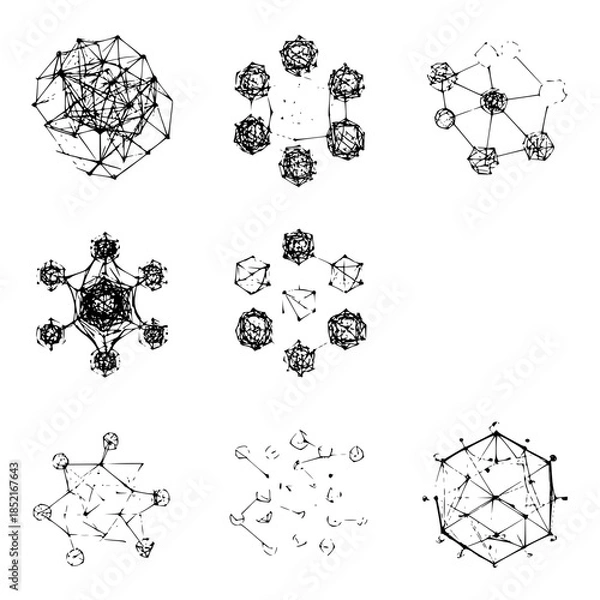 Fototapeta Molecular Structures Isolated on White Background