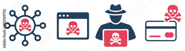 Obraz phishing hack security icon set