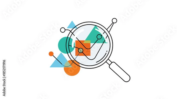 Obraz Data Analysis Through Magnifying Glass Abstract Geometric Design