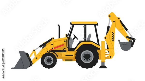 Obraz Yellow Backhoe Loader Construction Vehicle Illustration