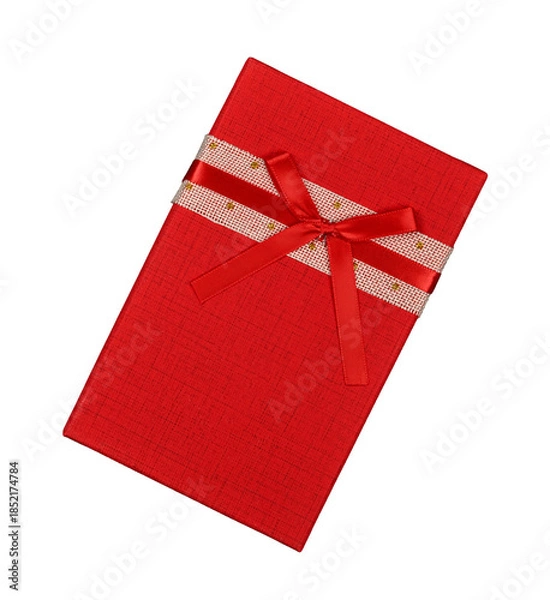 Obraz One red gift box isolated on white