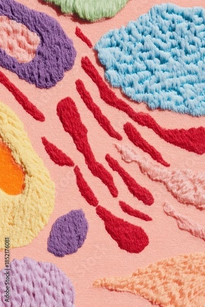 Fototapeta Detailed micrograph with cellular mosaics and fine reticulate lines, combining rounded and elongated forms