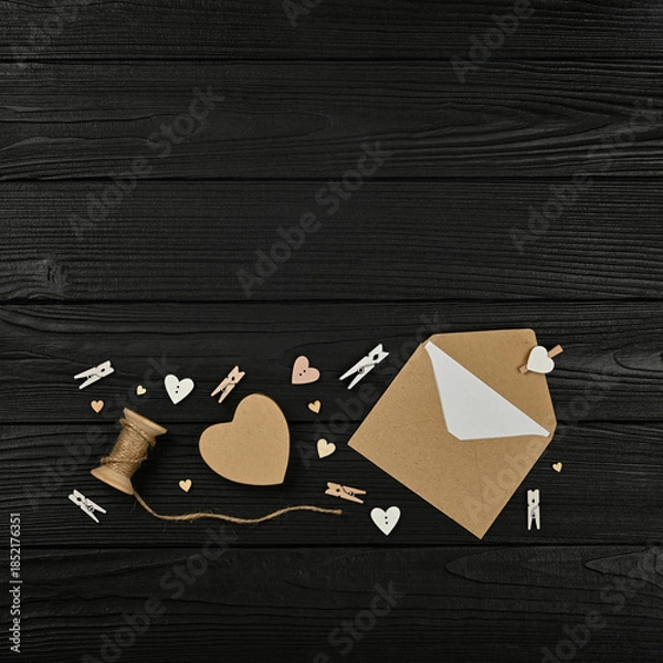 Obraz Preparing Valentine gifts on black wooden table