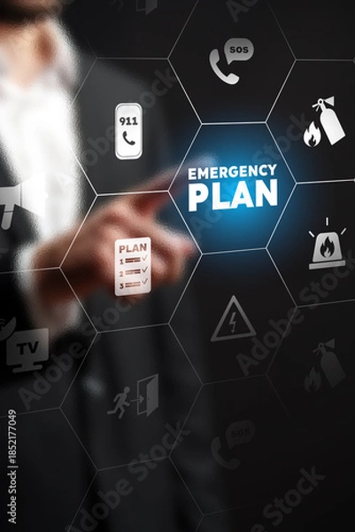 Fototapeta Creating an emergency plan for safety and preparedness in different situations
