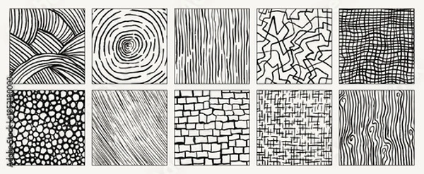 Fototapeta Hand drawn vector square charcoal textures.