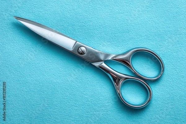 Obraz Sharp metal scissors on textured background