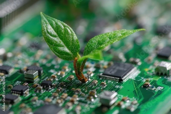 Obraz Eco friendly technology with leaf sprouts