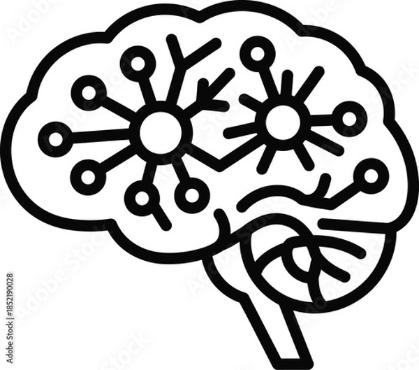Obraz Stylized brain icon with interconnected nodes and circuits Keywords: brain, mind, artificial