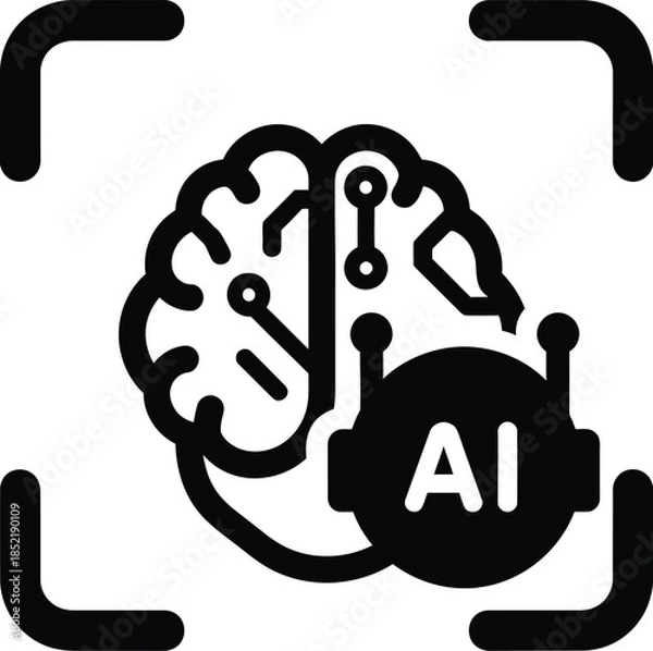 Obraz AI Brain Icon within a Focus Frame Representing Artificial Intelligence technology