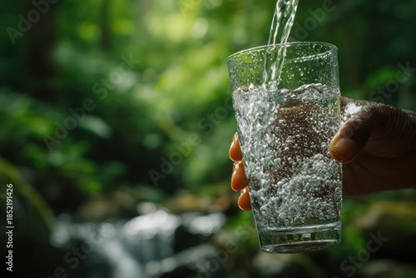 Obraz Pure water splash in forest setting
