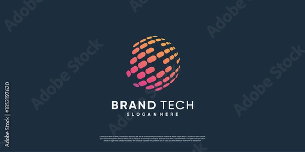 Obraz Globe logo with modern technology concept Premium Vector part 18