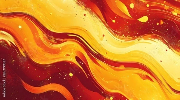 Obraz Abstract fiery liquid waves and splatters background texture